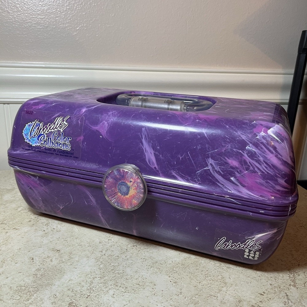 VTG 90s Caboodles Color Collisions Makeup Case Purple Marble Swirl Model 5622
